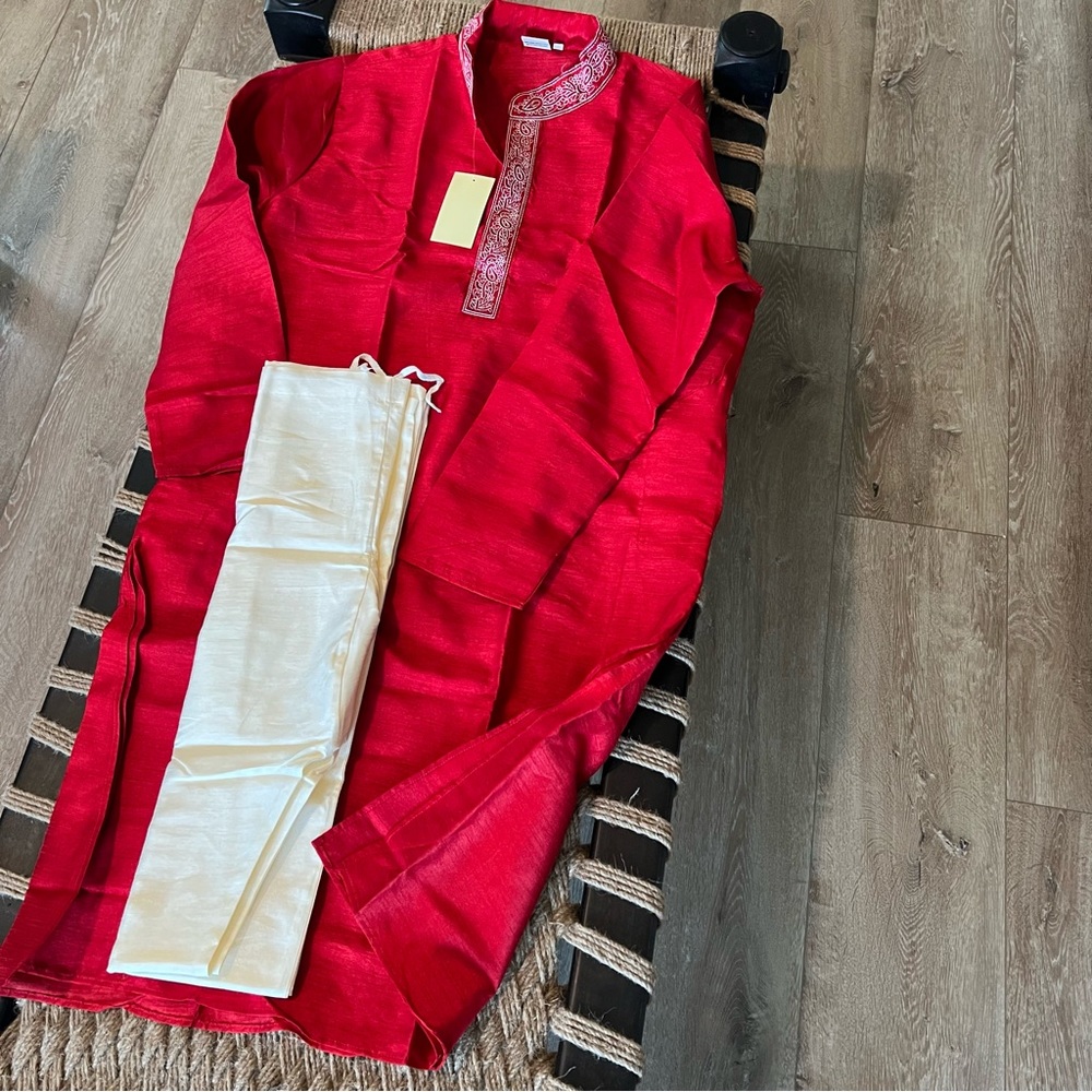 Indian Wedding Men XL silk kurta Set.